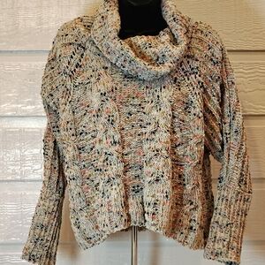 Moon & Madison Confetti Sweater Sz Extra Small Cowl Neck Multicolor Cozy